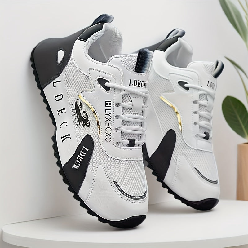 Golden Accent Mesh Sneakers Breathable Light Customizable