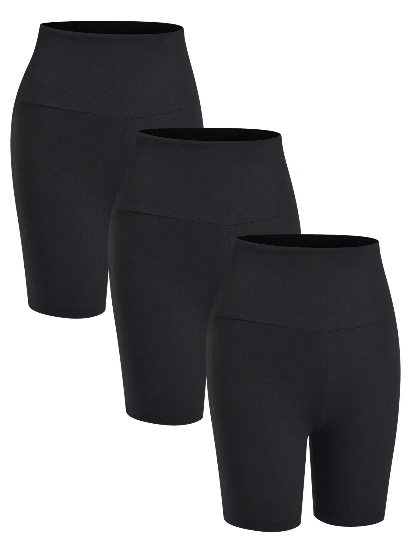 3-Pack Women’s High-Waisted Biker Shorts – Tummy Control