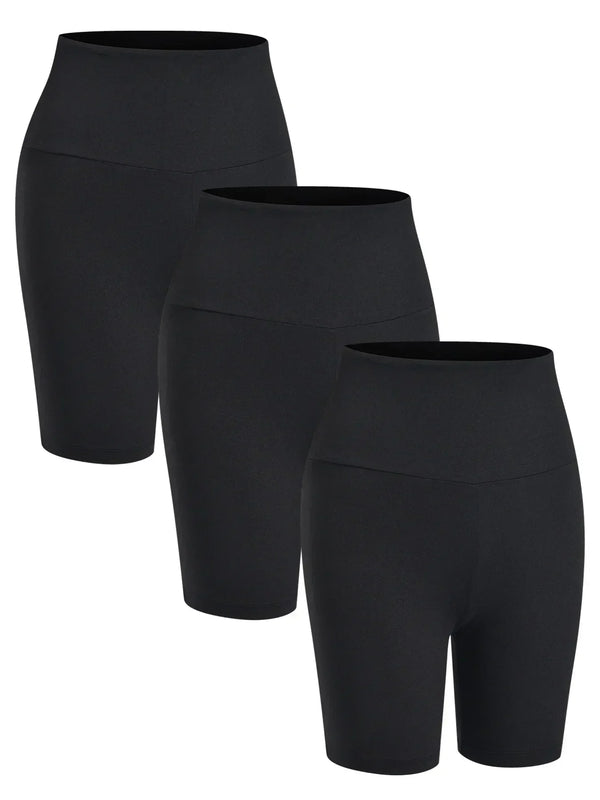3-Pack Women’s High-Waisted Biker Shorts – Tummy Control