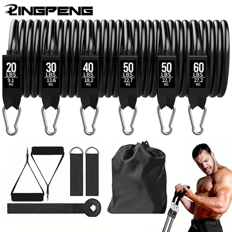 Wrapped Resistance Band & Rod Set – Strength Training Equipment