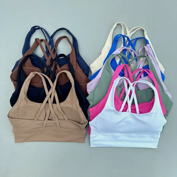 Solid Color Women’s Sports Bra – High Support Fitness Top